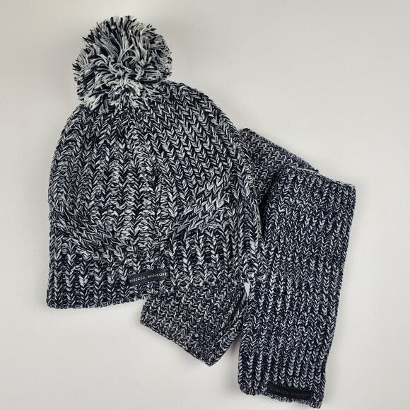 Rebecca Minkoff Marled Knit Pom Beanie Hat Hand Arm Warmer Set Women's - Picture 2 of 10